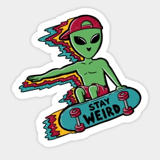 Alien and skateboard Sticker